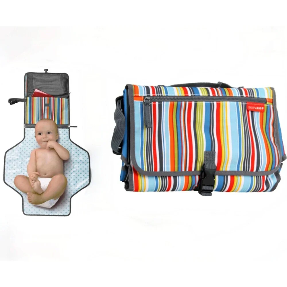 Skip Hop Changing Station Baby Portable Diaper Changing Pad Organizer Striped